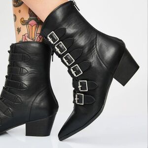 Strange Cvlt Coven Vegan Leather Boots in Black